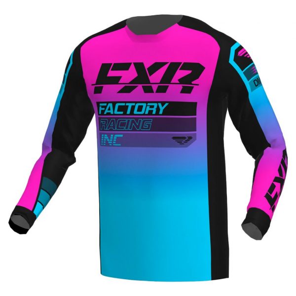 CAMISA MX FXR RACING CLUTCH MX BLACK / SKY / PINK